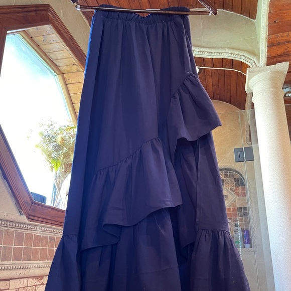 Dresses & Skirts - Blue Ruffled Midi-Skirt